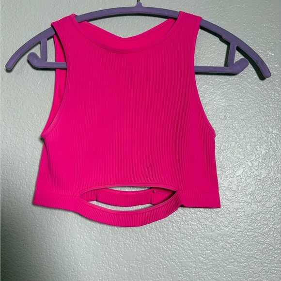 FP Movement by Free People Tops - Free People Movement Vibrant Hot Pink Sleeveless Ribbed Crop Top w Cutouts. M/L